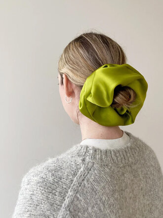 A Bronze Age Large Silk Scrunchie . Avocado