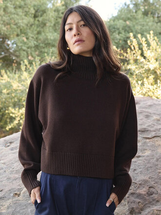 First Rite Organic Cotton Crop Turtleneck . Walnut