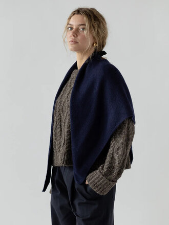 First Rite Felted Shawl Scarf . Navy