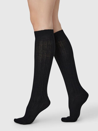 Swedish Stockings Chaussettes au genou Bodil Chunky . Noir