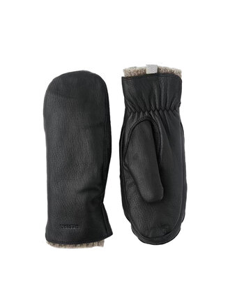 Hestra Tiril Wool-lined Leather Mittens . Black