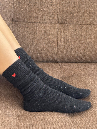 Le Bon Shoppe Embroidered Snow Socks . Black