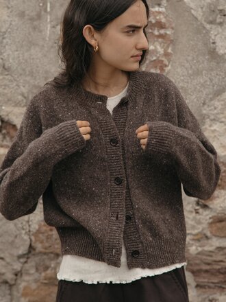 Gillian Stevens Gisele Wool Cardigan . Sable