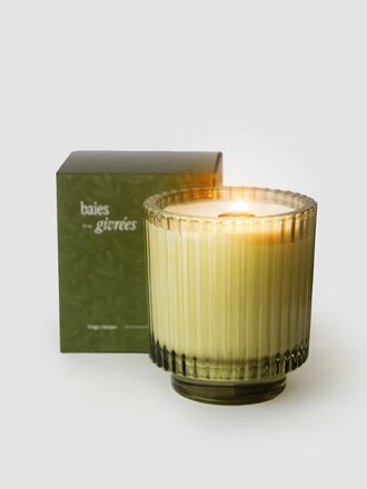 Flambette Bougie .  Baies givrées