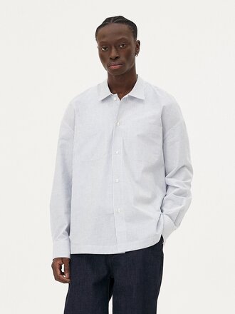 Noyoco Bora Cotton Shirt . Light blue stripes