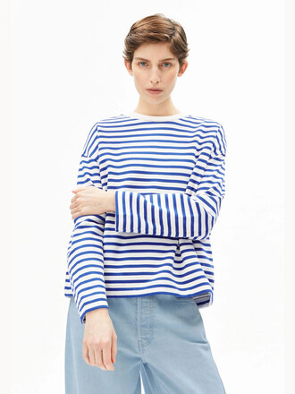 Armedangels Frankaa Maarlen Stripe Sweatshirt . Undyed / Dynamo Blue
