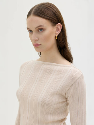 Maska Minna Ribbed Light Organic Cotton Top . Sand