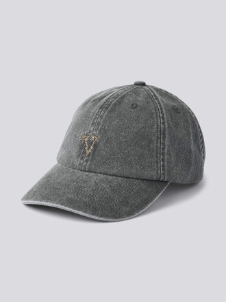 Forét Casquette avec broderie Bouquet . Noir délavé