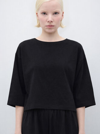 Rita Row Pirita Boat Neck Top . Black