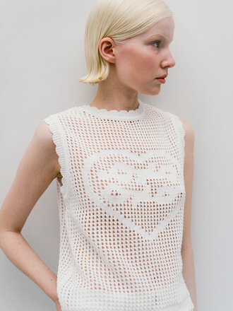 Rita Row Haut en maille crochetée Elise . Blanc