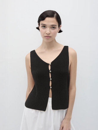 Rita Row Lilith Buttoned Knit Top . Black