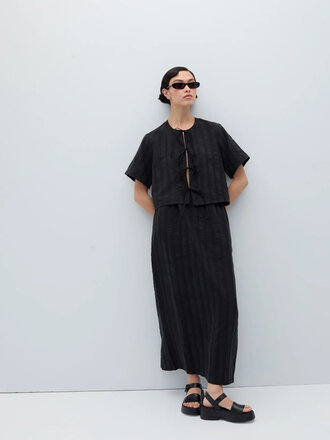 Rita Row Orsay Long Skirt With Slit . Black