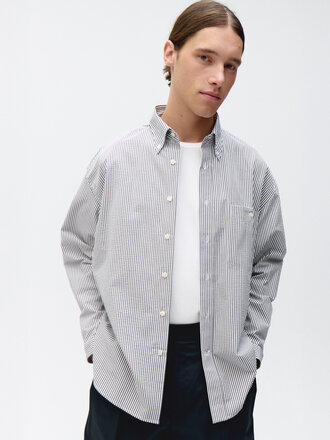 Unfeigned Baggy Seersucker Shirt . Sky Stripes