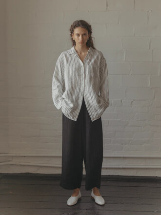 Gillian Stevens Britta Linen Shirt . Vintage Stripe