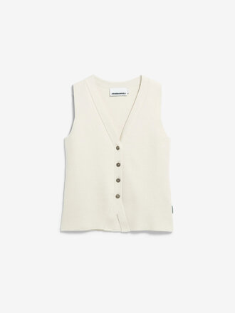 Armedangels Compact Buttoned Fine Knit Vest . Oatmilk