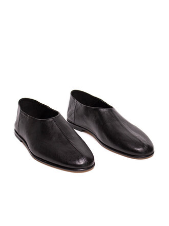 Sesa Pasadena Leather Slip-On Shoes . Black