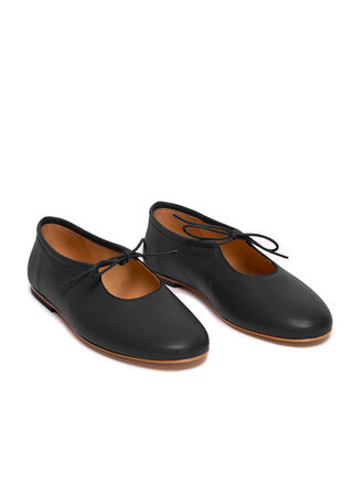 Sesa Roselle Leather Ballet Flats . Black