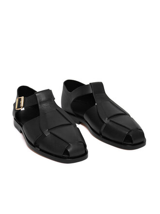 Sesa Torrance Leather Sandals . Black
