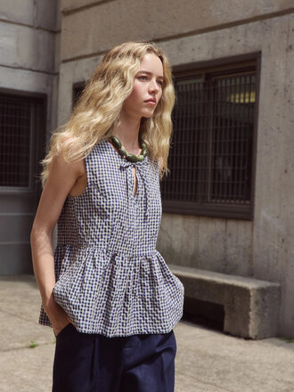 Eve Gravel Haut en vichy Judy . Bleu/Mauve