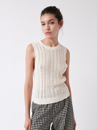 AMT Studio Haut tricoté en coton bio Sand . Beige