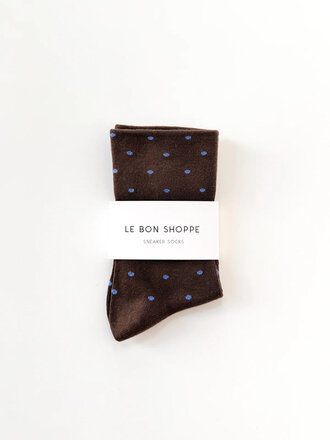Le Bon Shoppe Chaussettes Sneaker à pois . Cacao/Bleu