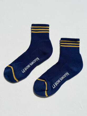 Le Bon Shoppe Girlfriend Socks . Navy/Gold