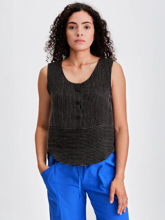 Jennifer Glasgow Deva Striped Top . Black