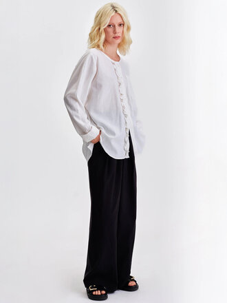Jennifer Glasgow Zoé Crinkle Cotton Pants . Black