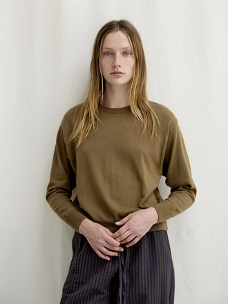Diarte Costa Cotton Crew-neck Sweater . Dark olive