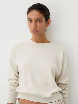 Diarte Costa Cotton Crew-neck Sweater . White Smoke