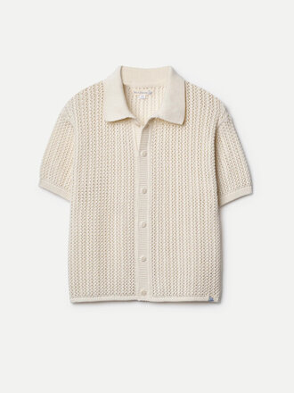Merz b. Schwanen 1960s Cropped Crochet Cotton Shirt . Nature