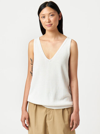 Merz b. Schwanen Camisole tricotée en coton bio 100% végétale . Blanc
