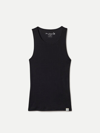 Merz b. Schwanen Fine Ribbed Cotton Singlet  . Black