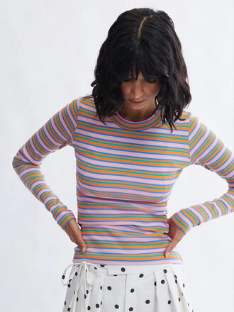 Jamie Striped Top . Pink