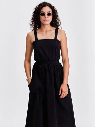 Jennifer Glasgow Calypso Crinkle Cotton Dress . Black
