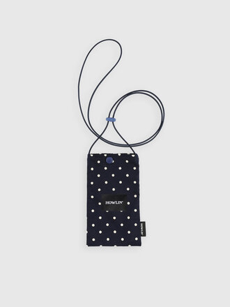 Howlin' Magic Cotton Pouch Bag . Navy Polka Dot