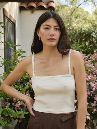 First Rite Cami courte en coton Pima Ari . Naturel