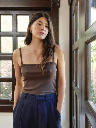 First Rite Ari Crop Pima Cotton Cami . Walnut