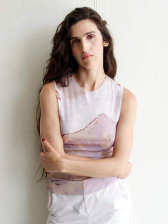 Black to grey Haut imprimé en mesh Art . Tons lilas
