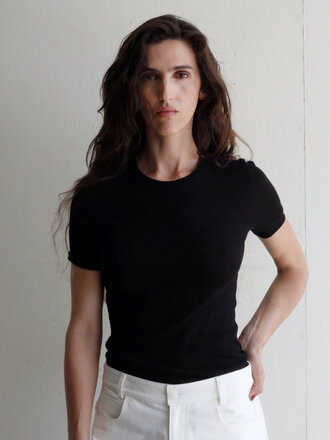 Black to grey T-shirt ajusté en coton bio Honfleur . Noir