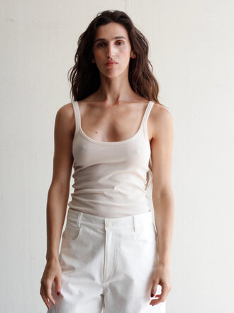 Black to grey Dynamic Organic Cotton Cami . Ecru