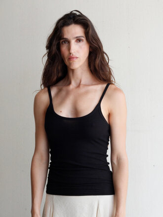Black to grey Camisole en coton bio Dynamic . Noir