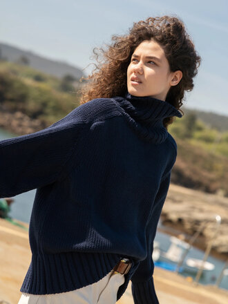 Floca Alecrín Oversized Heavy Cotton Sweater . Navy