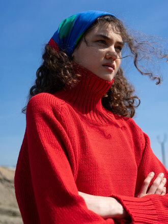 Floca Nordés Heavy Cotton Turtleneck Sweater . Red