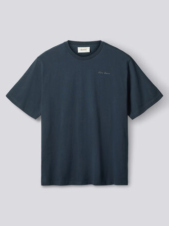 Forét T-shirt en coton bio avec broderie Slow Down . Marine