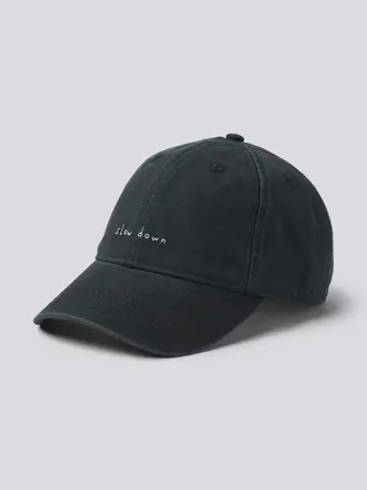 Forét Slow Down Organic Cotton Washed Cap . Black