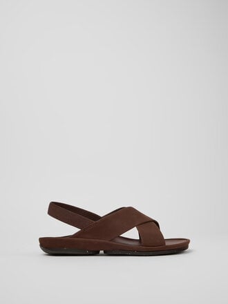 Camper Sandales croisées en nubuck Right Isla . Marron