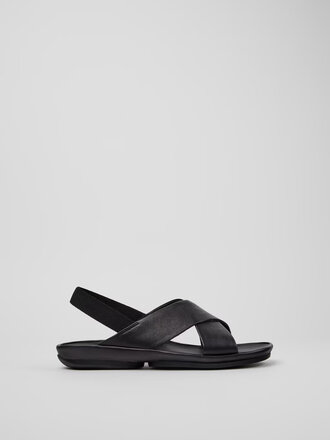 Camper Right Isla Cross Strap Sandals . Black