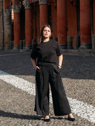MAS Pantalon à jambes larges Siena . Poivre