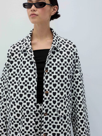 Rita Row Veste courte imprimée en coton recyclé Stelle . Noir et blanc